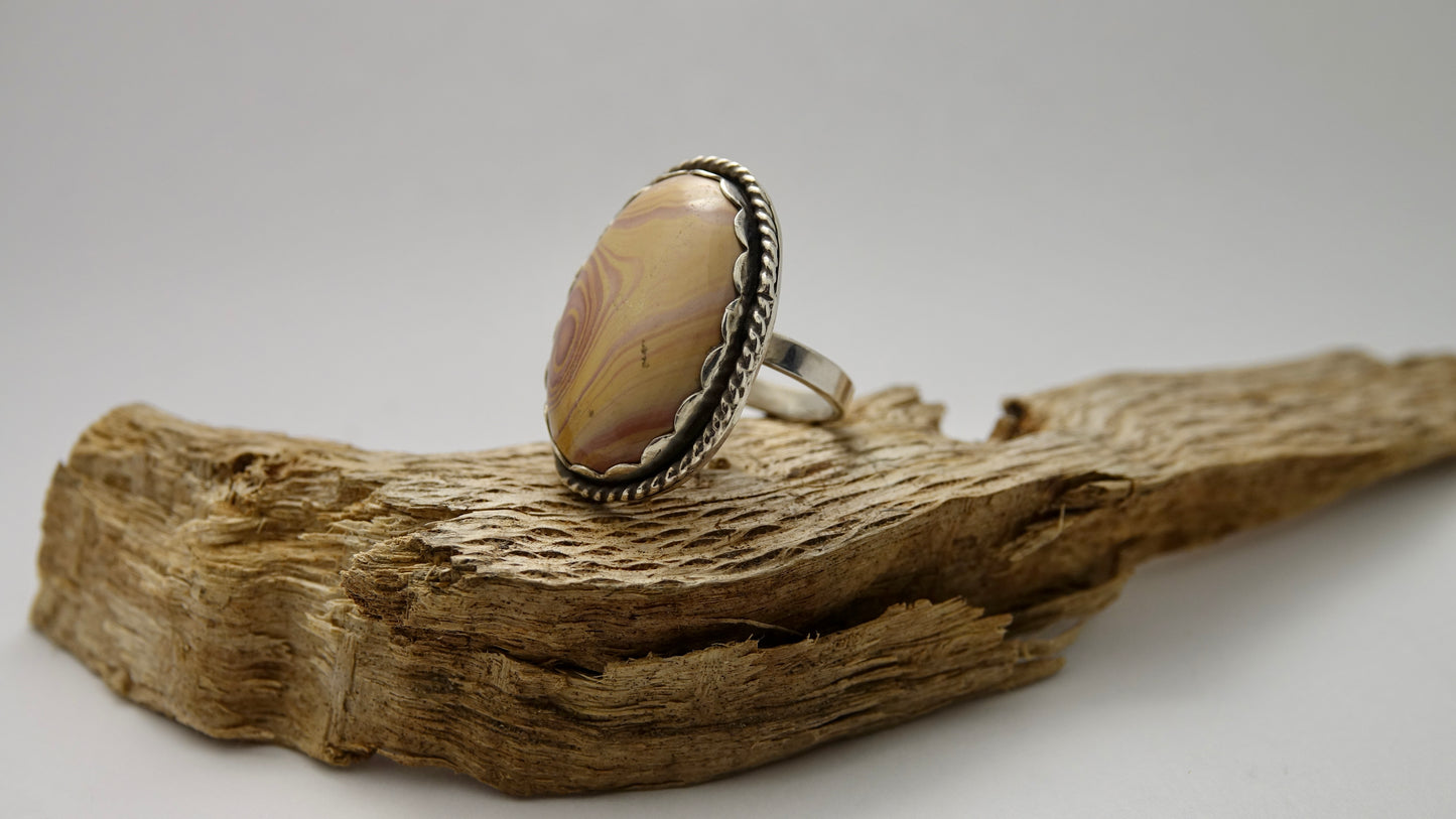 Rainbow Hickorite Ring - Oval - Size 5
