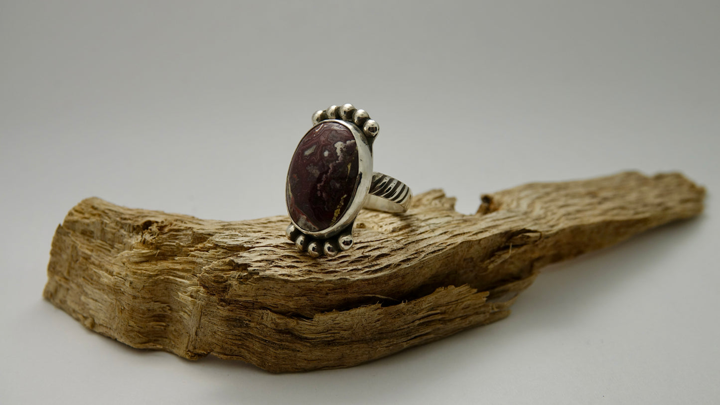 Crazy Lace Agate Ring - Oval - Size 5.25