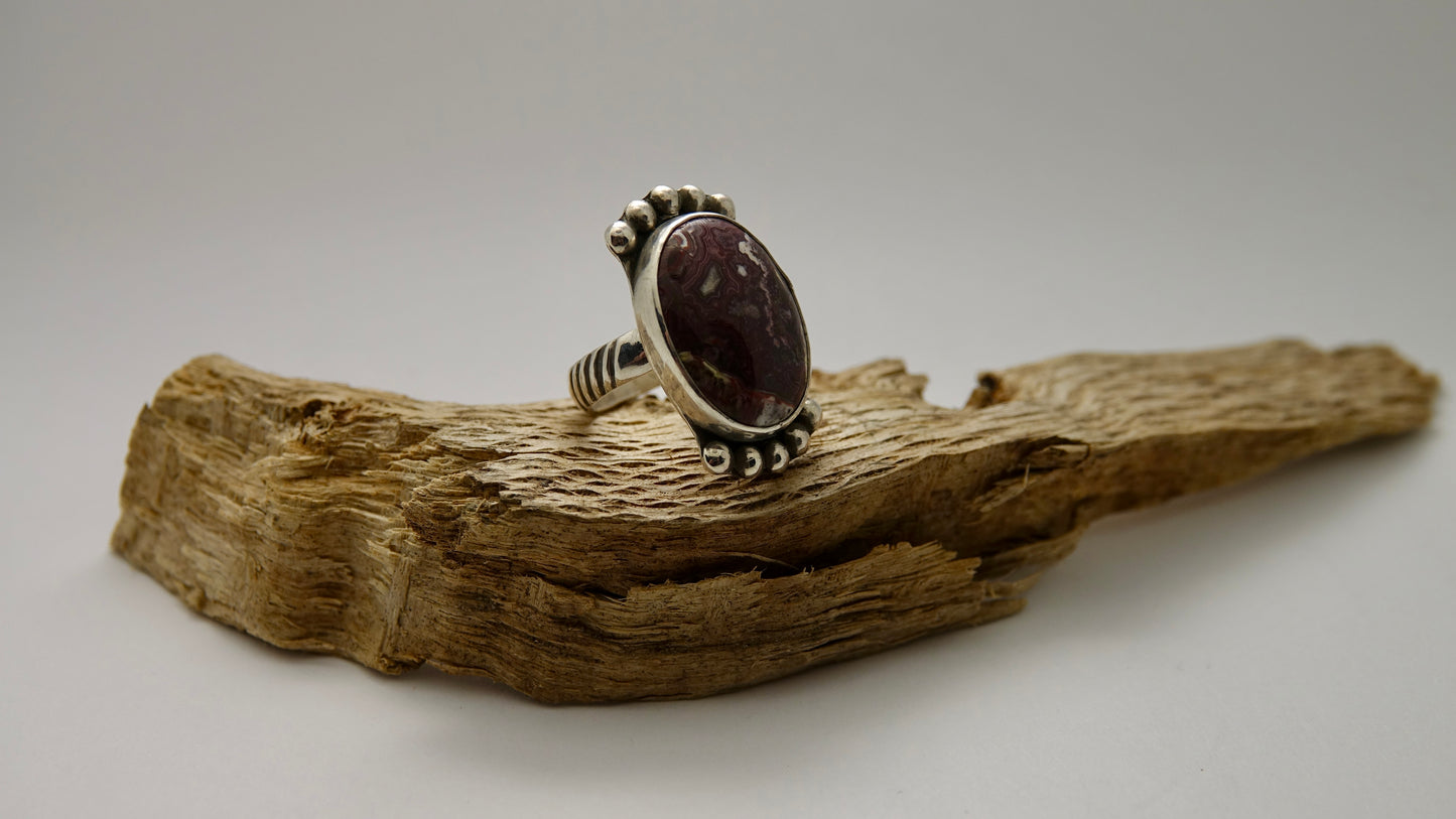 Crazy Lace Agate Ring - Oval - Size 5.25