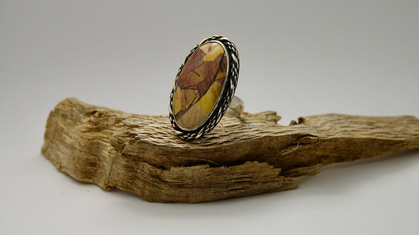Brecciated Mookaite Ring - Oval - Size 5.25