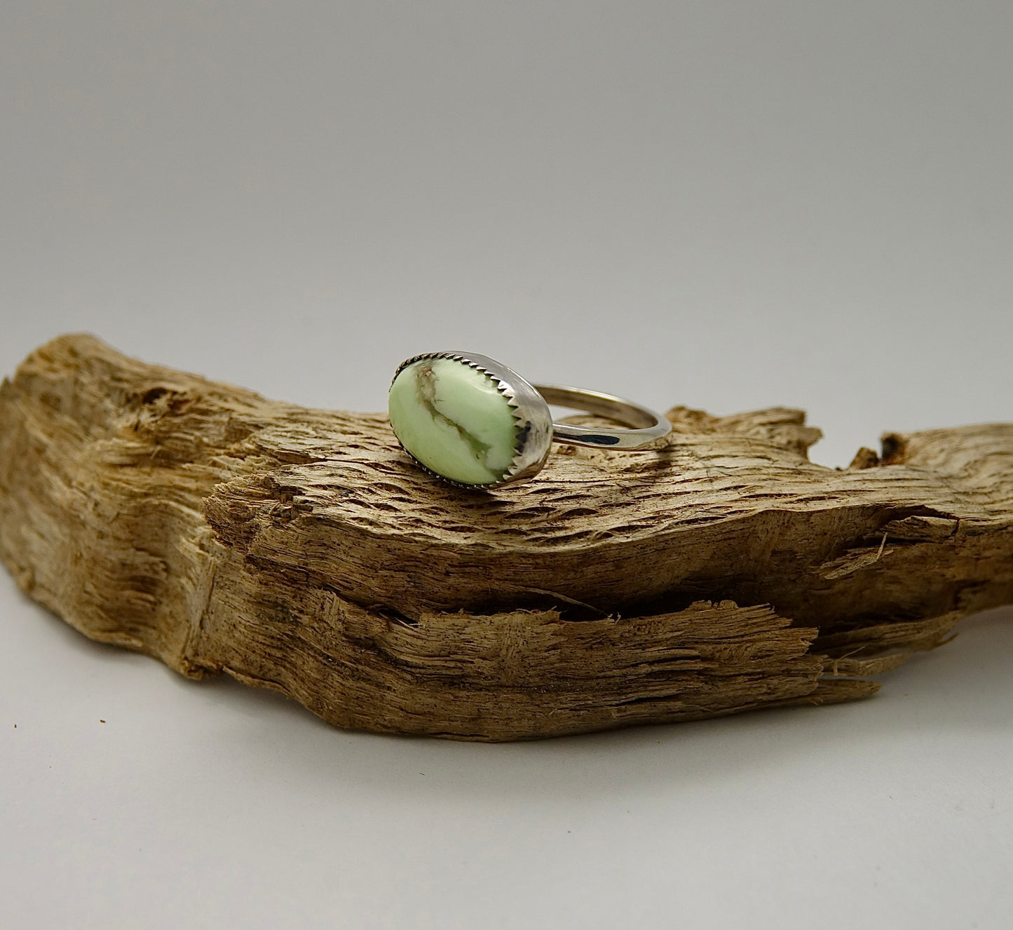 Lemon Chrysoprase Ring - Oval - Size 5.5