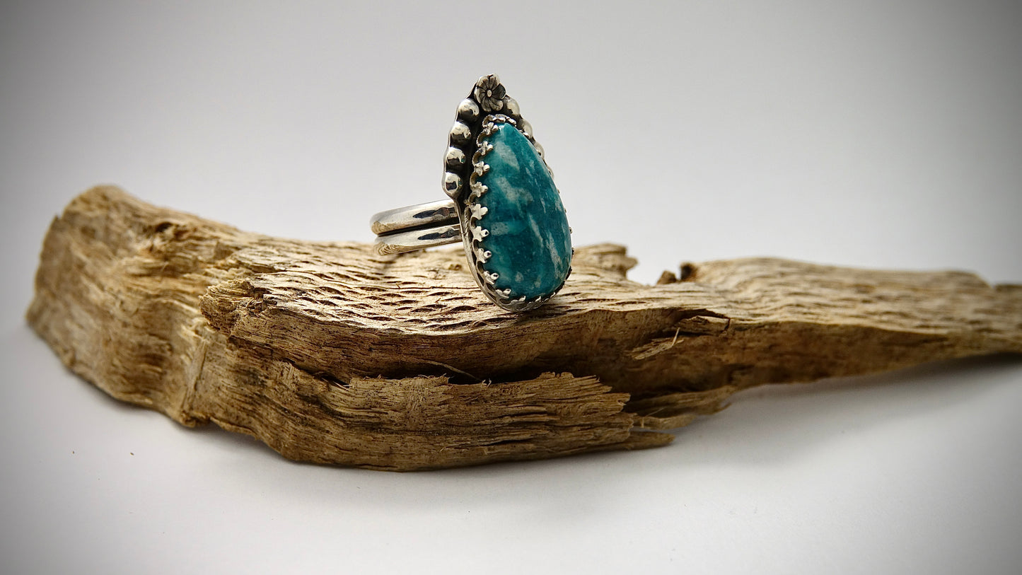 Amazonite Ring - Teardrop - Size 6.5
