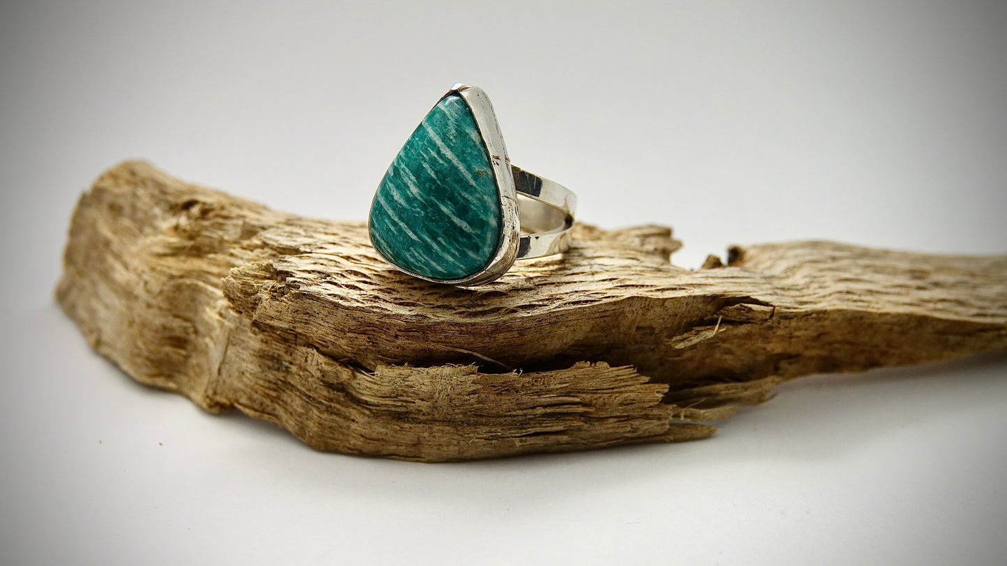 Amazonite Ring - Teardrop - Size 6.5