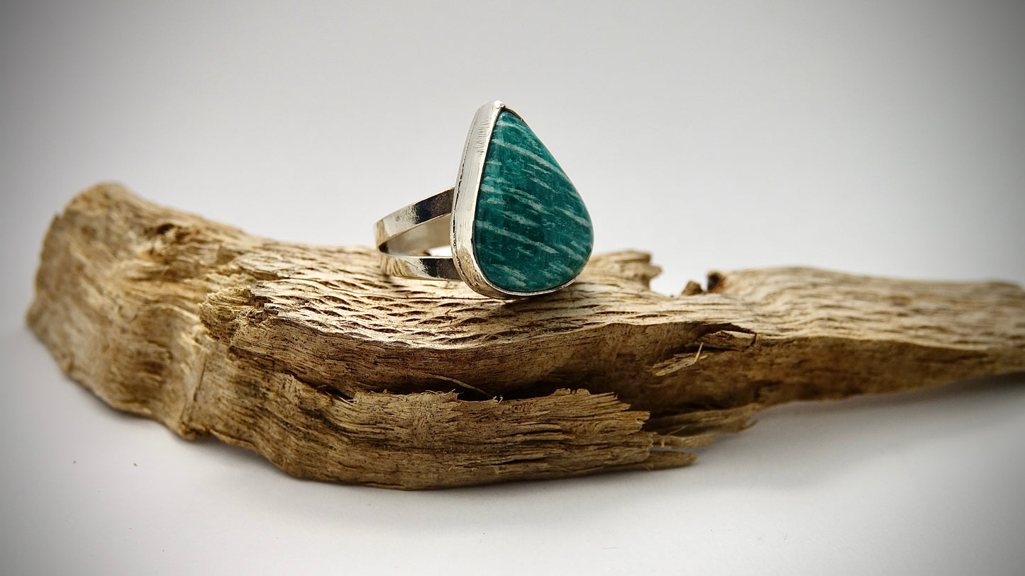 Amazonite Ring - Teardrop - Size 6.5