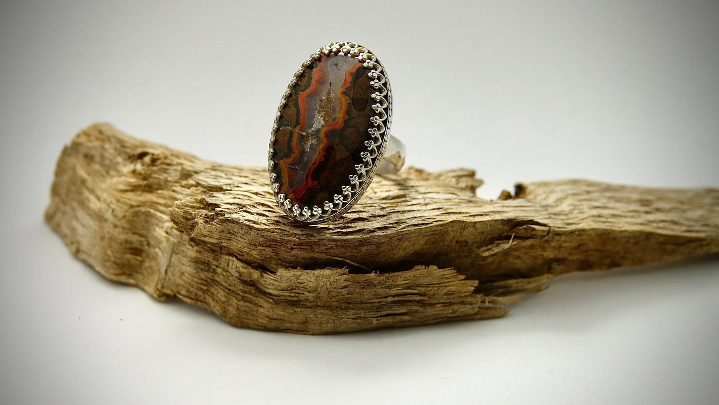 Red Jasper w/ Quartz Ring - Oval - Size 6.5