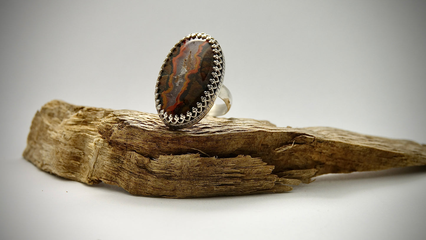 Red Jasper w/ Quartz Ring - Oval - Size 6.5