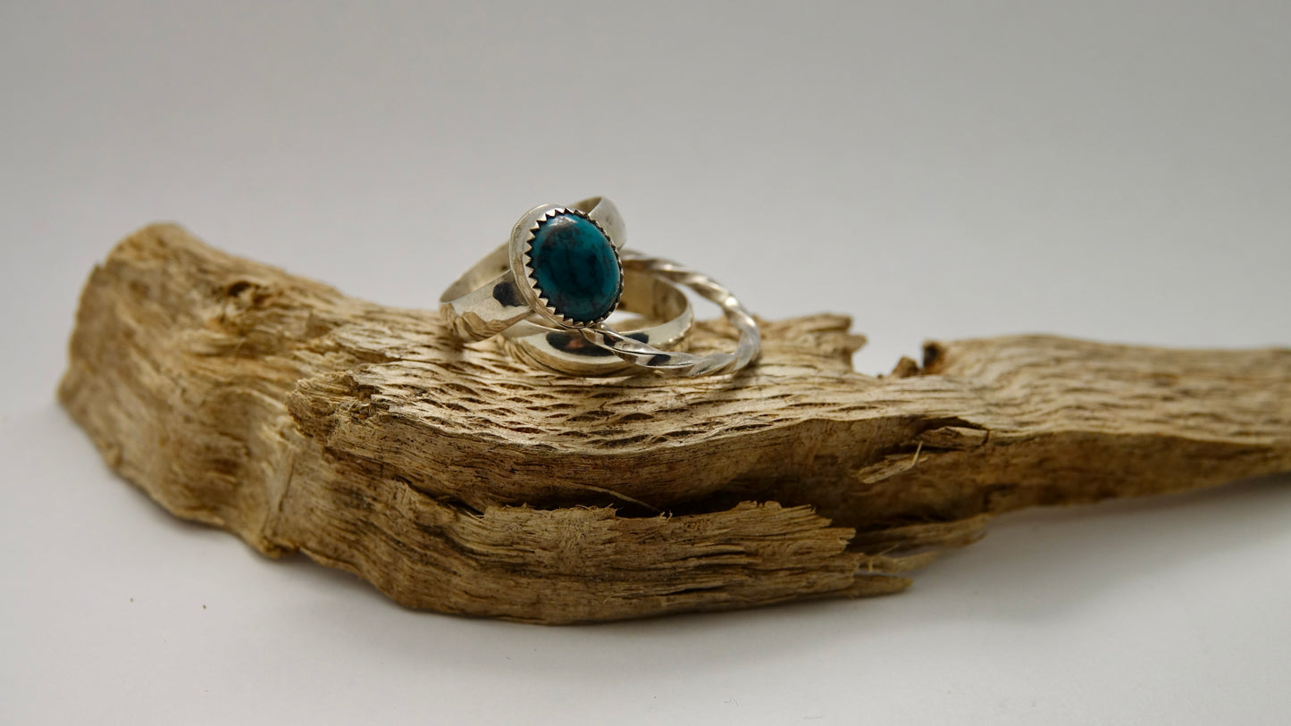 Turquoise Stacker Ring - Set of 3 Rings- Size 6.5