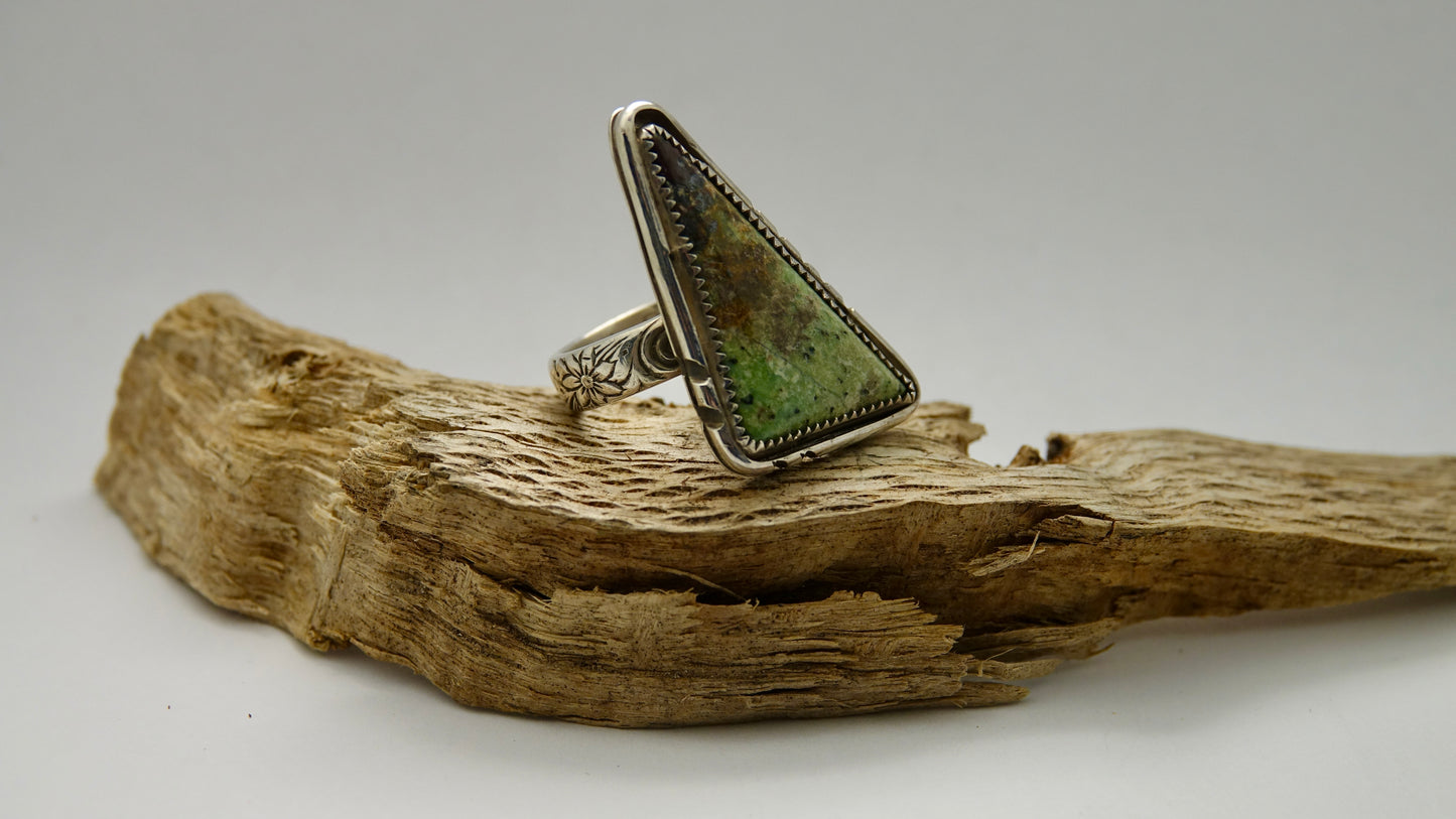 Chrysocolla Ring - Triangle - Size 6.5