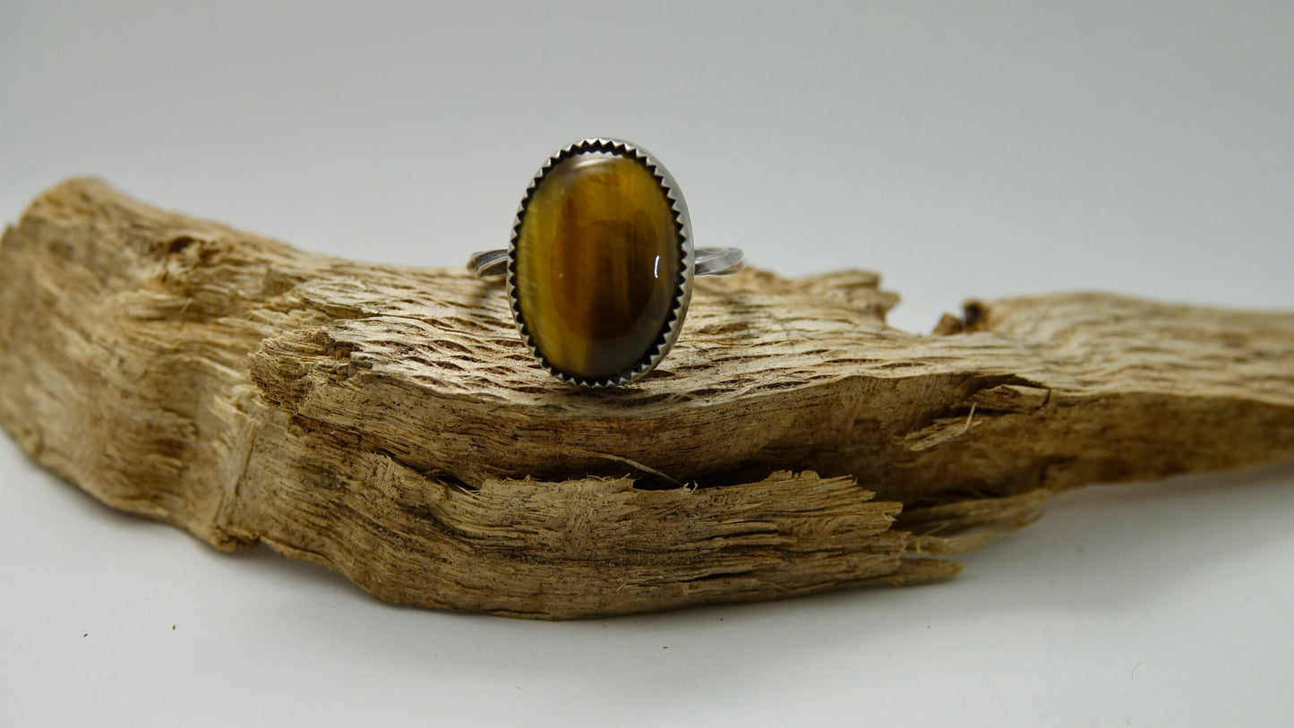 Tigers Eye Ring - Oval - Size 8.25