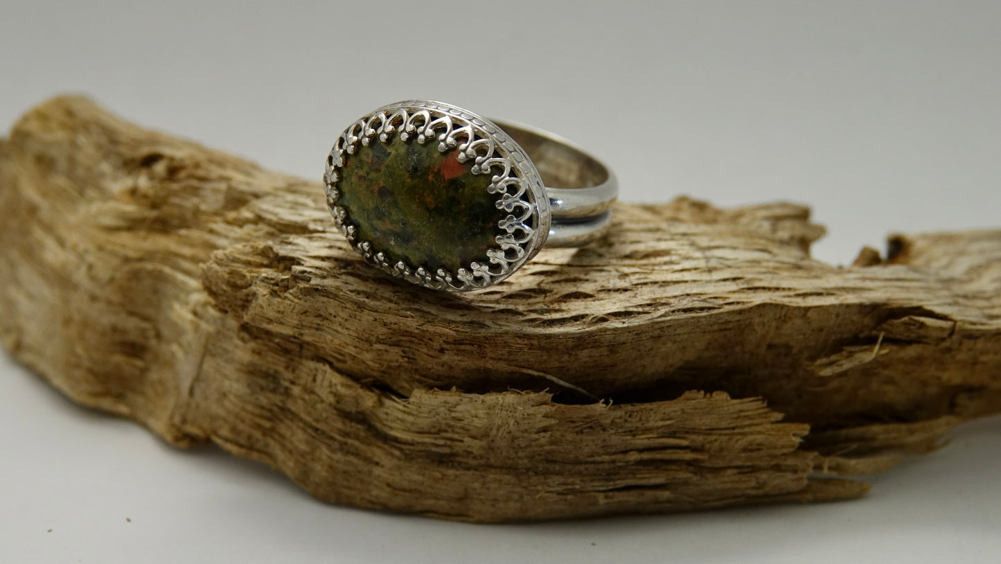 Unakite Ring - Oval - Size 8.5