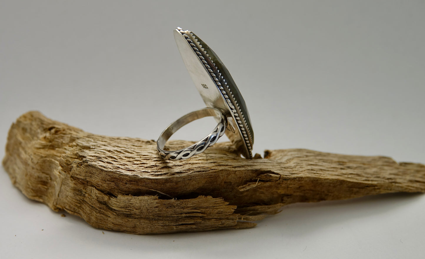 Faceted Labradorite Ring - Diamond - Size 9.25