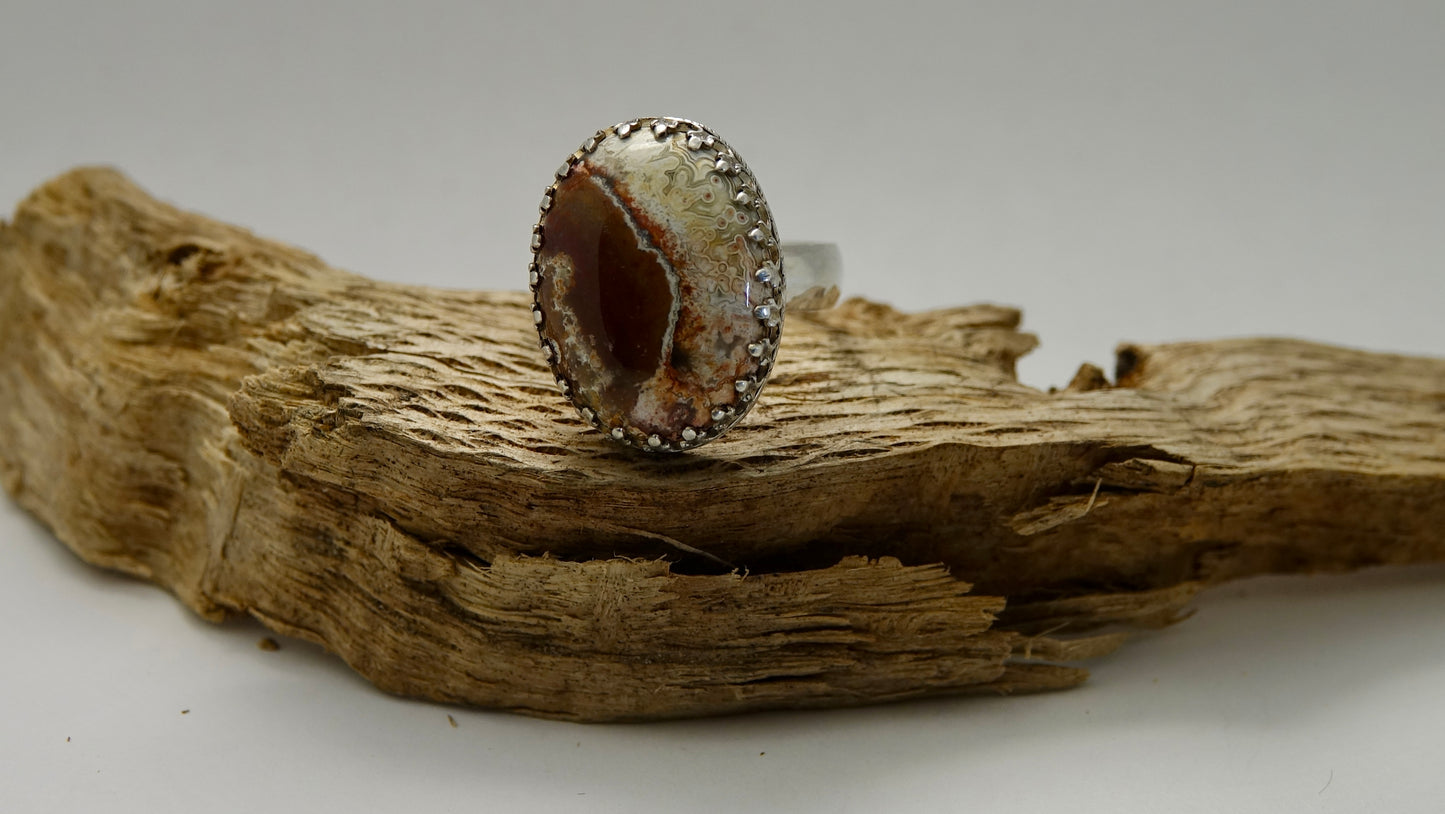 Crazy lace Agate Ring - Oval - Size 9