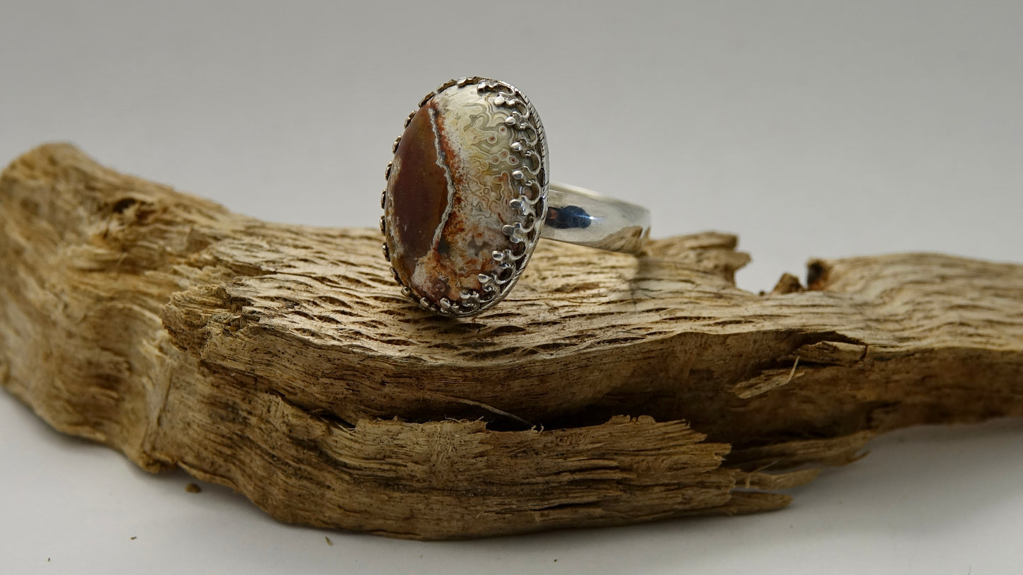 Crazy lace Agate Ring - Oval - Size 9