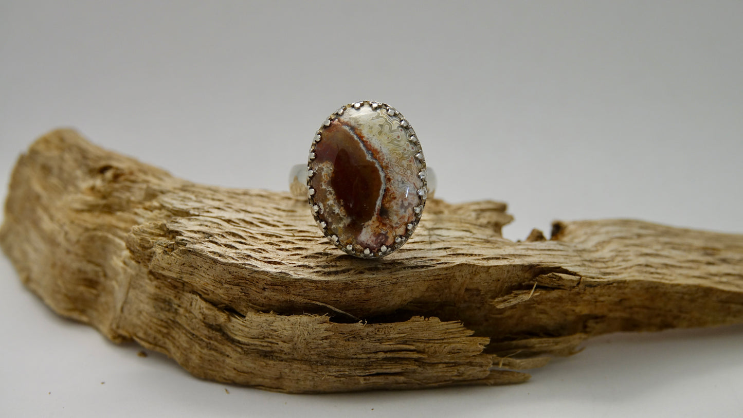 Crazy lace Agate Ring - Oval - Size 9
