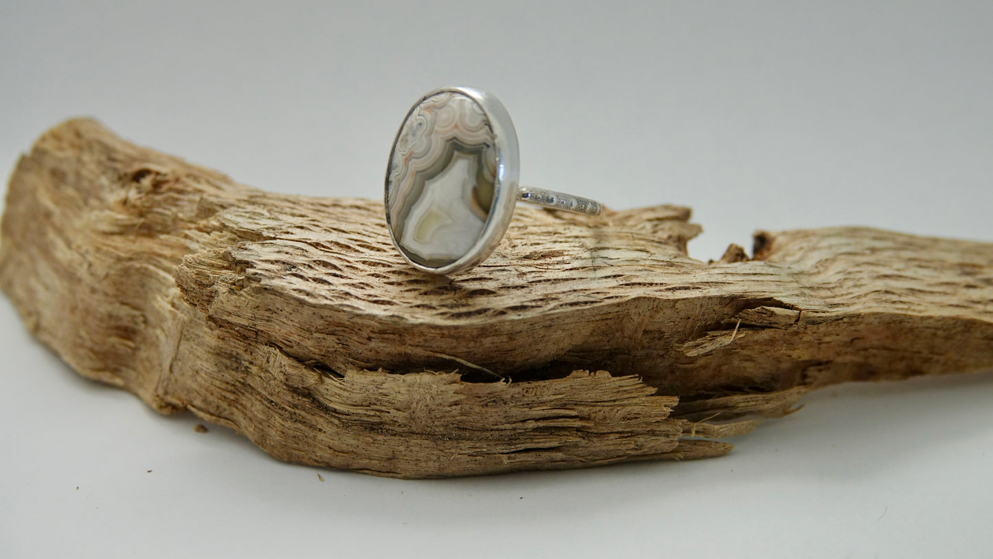 Crazy Lace Agate Ring - Oval - Size 8
