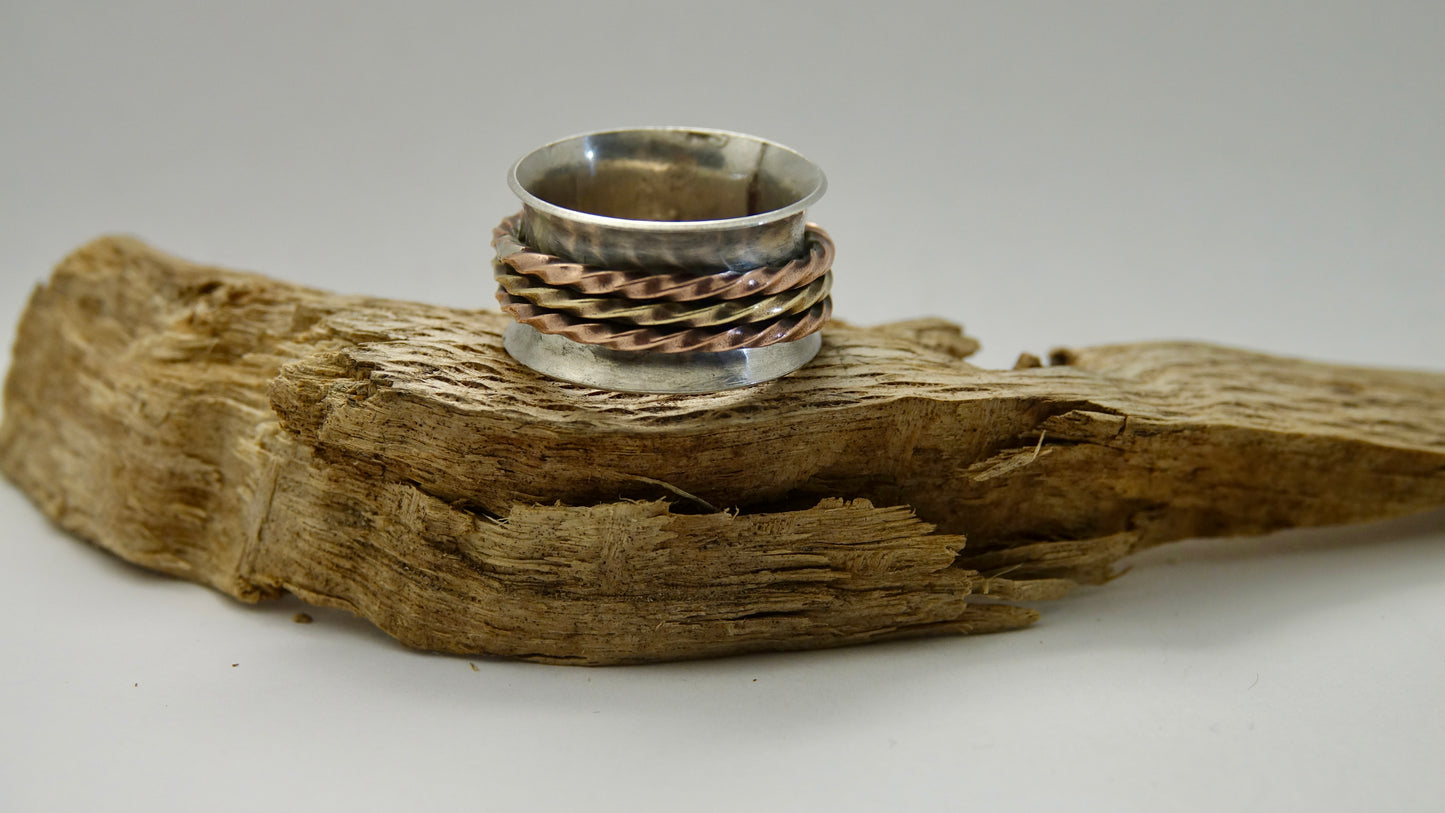 Spinner Ring - 2 Copper / 1 Brass - Size 8.5