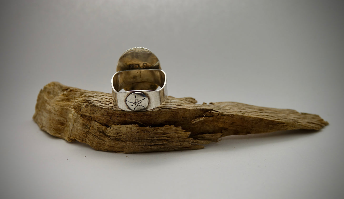 Sand Dollar Fossil Ring - Size 12.5