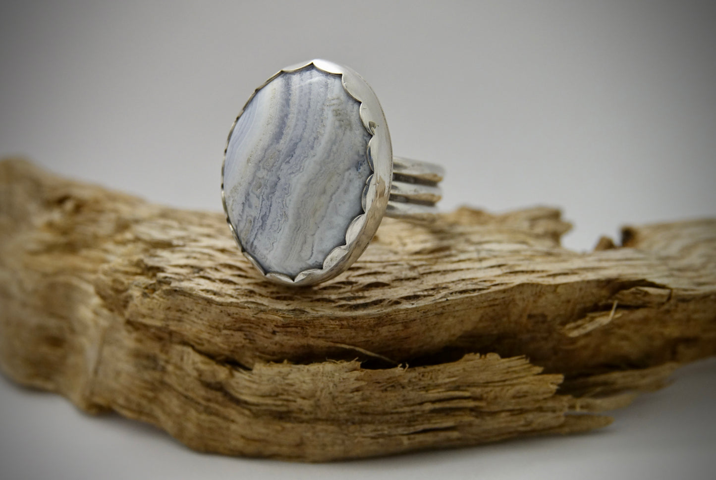 Blue Lace Agate Ring - Oval - Size 7