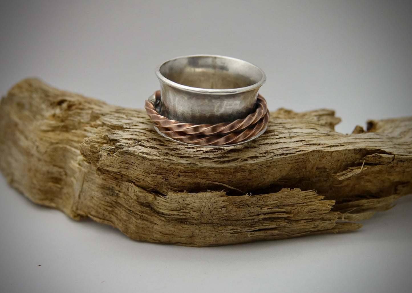 Silver Spinner Wide Band Ring - Size 7