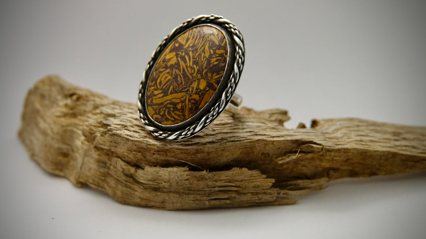 Elephant Skin Jasper Ring - Oval - Size 7
