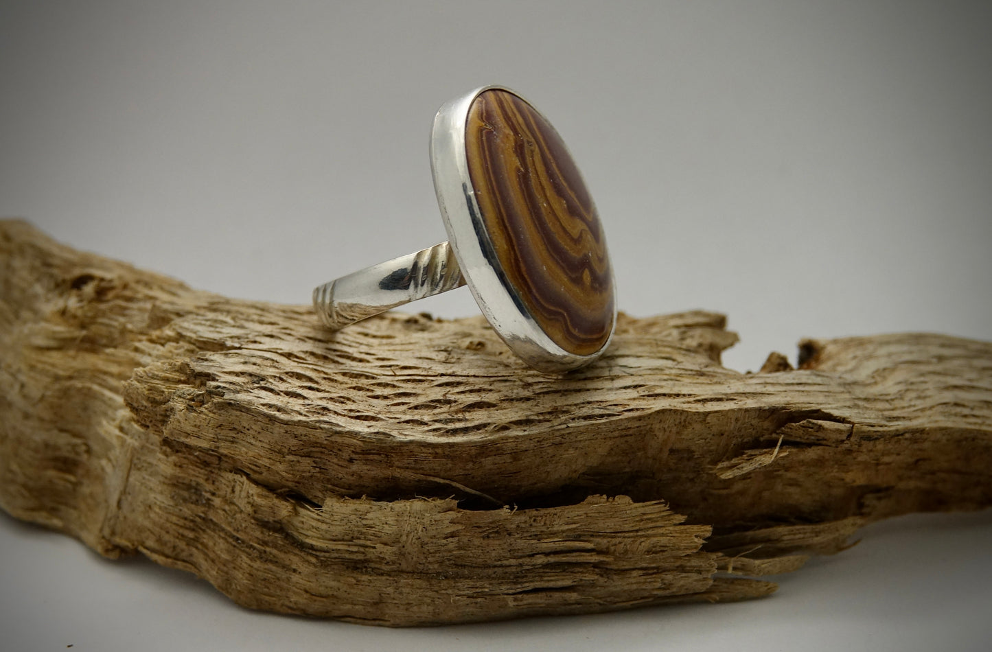 Rainbow Hickoryite Ring - Oval - Size 7.5