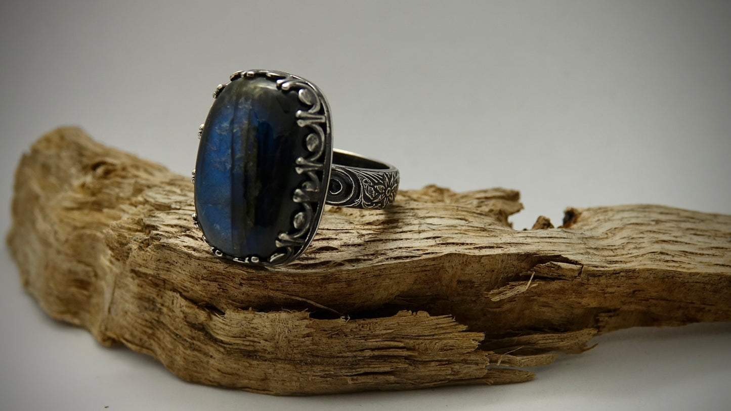 Labradorite Ring - Rectangle - Size 7.75