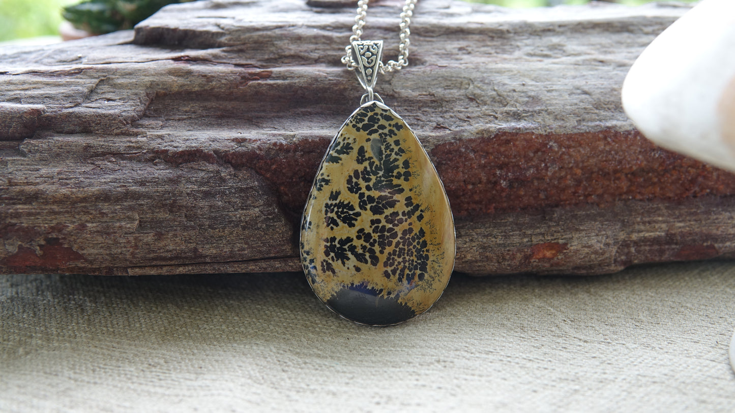 Large Landscape Stone Necklace - Teardrop