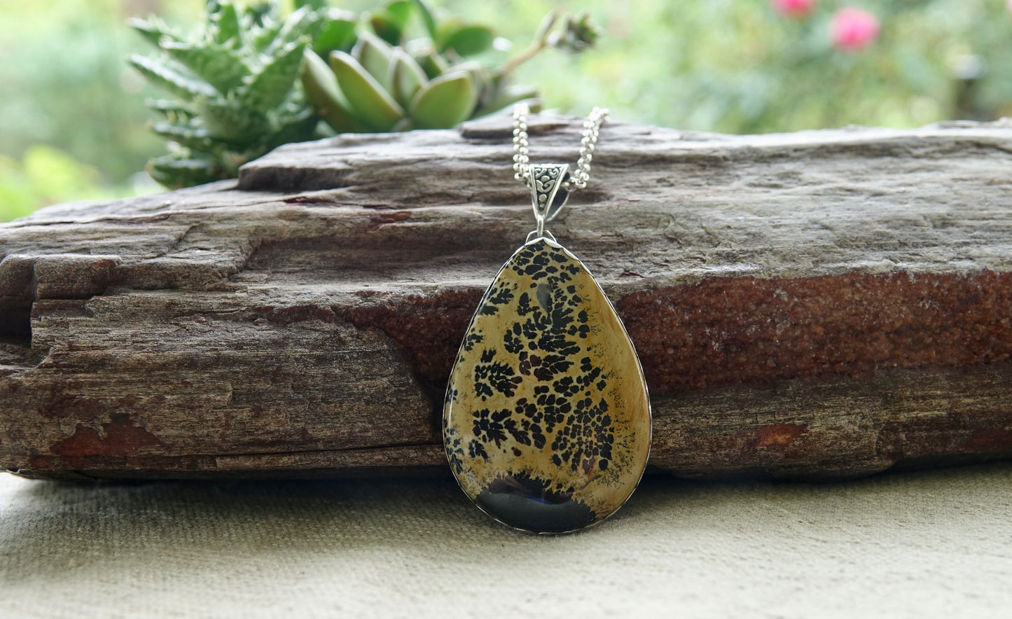 Large Landscape Stone Necklace - Teardrop