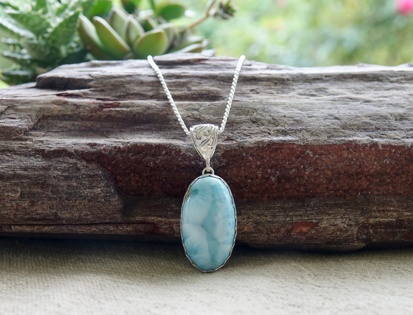 Larimar Necklace - Oval