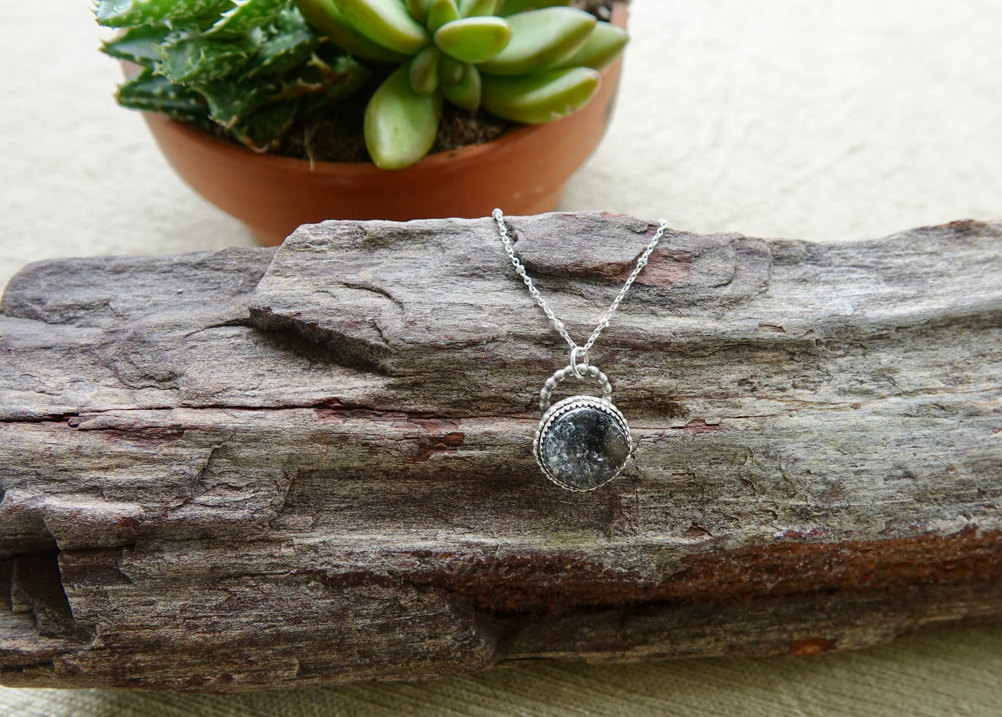 Black Druzy Necklace - Round
