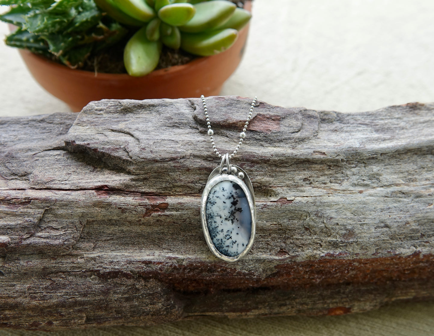 Dendritic Agate Necklace - Oval