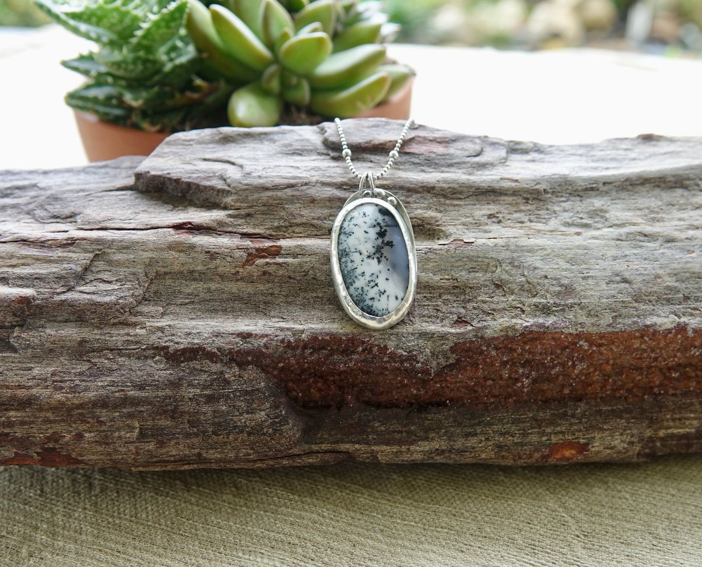 Dendritic Agate Necklace - Oval