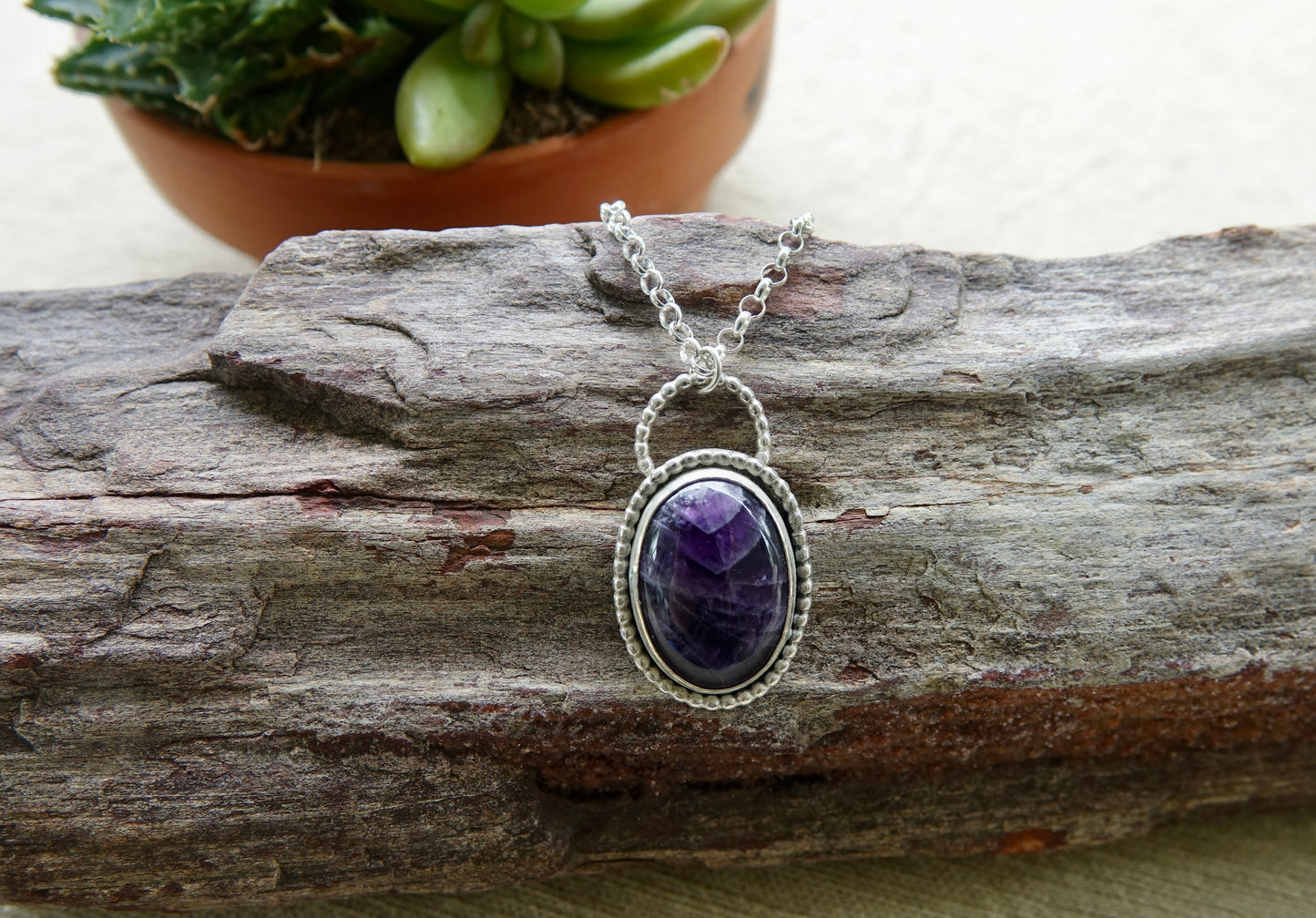 Amethyst Necklace - Oval