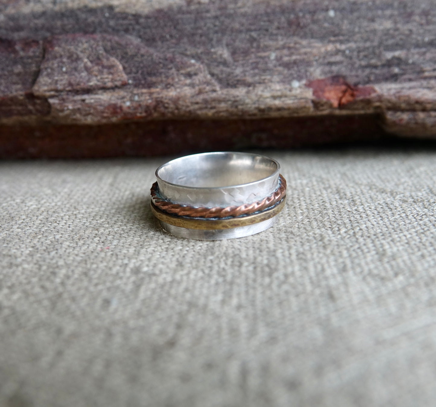 Silver Spinner Wide Band Ring - Size 12.25