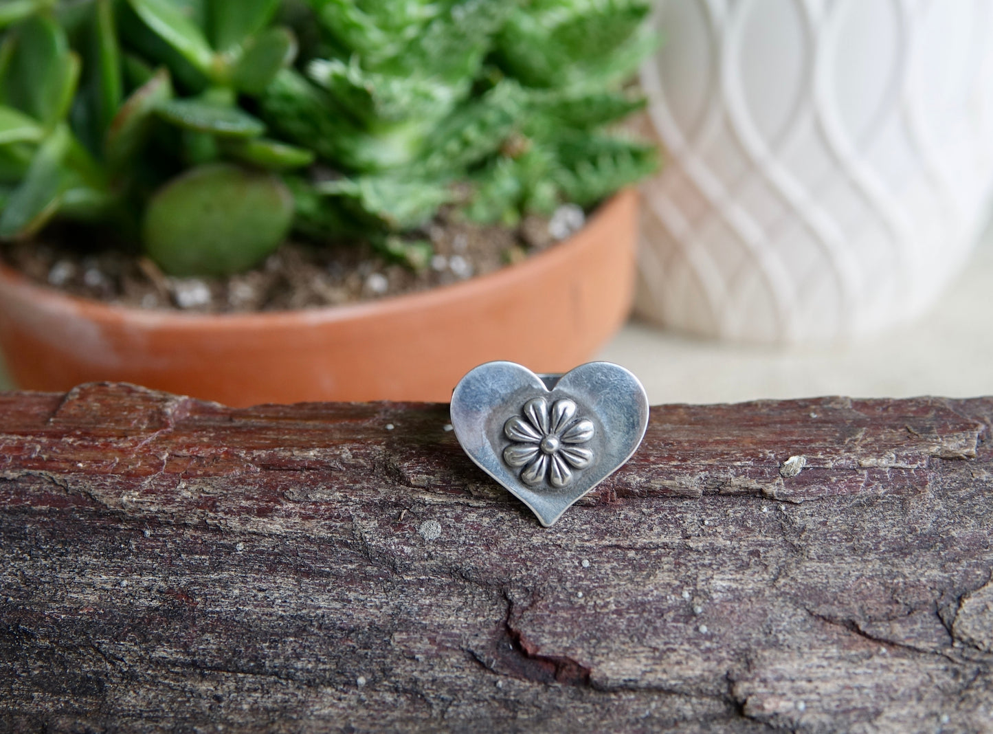 Large Heart with Flower - Size 7.75
