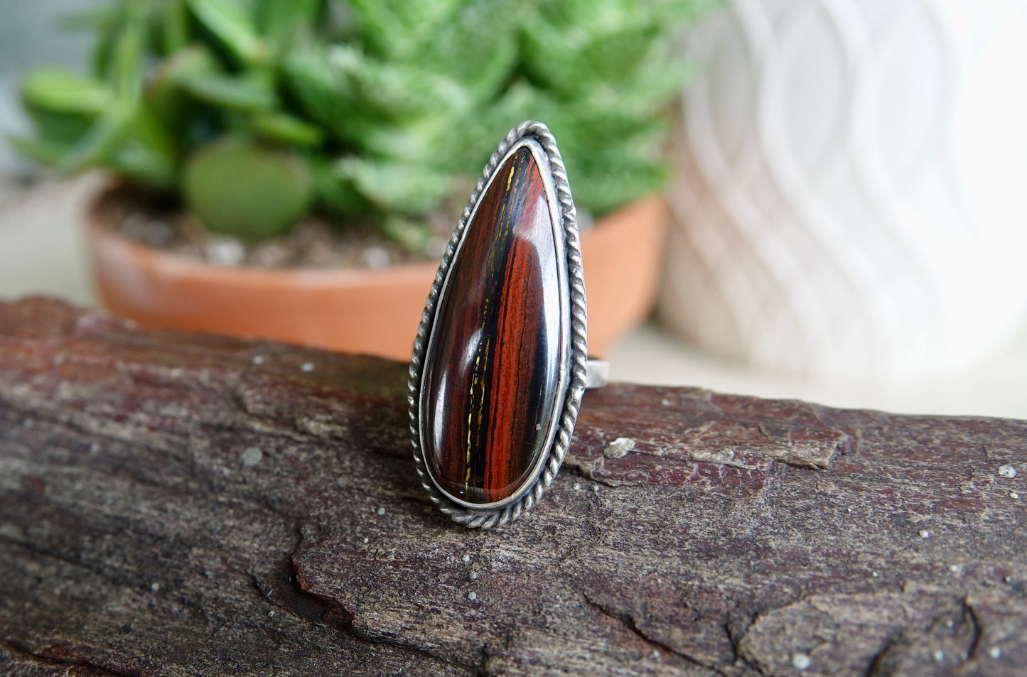 Red Jasper Ring - Teardrop - Size 8