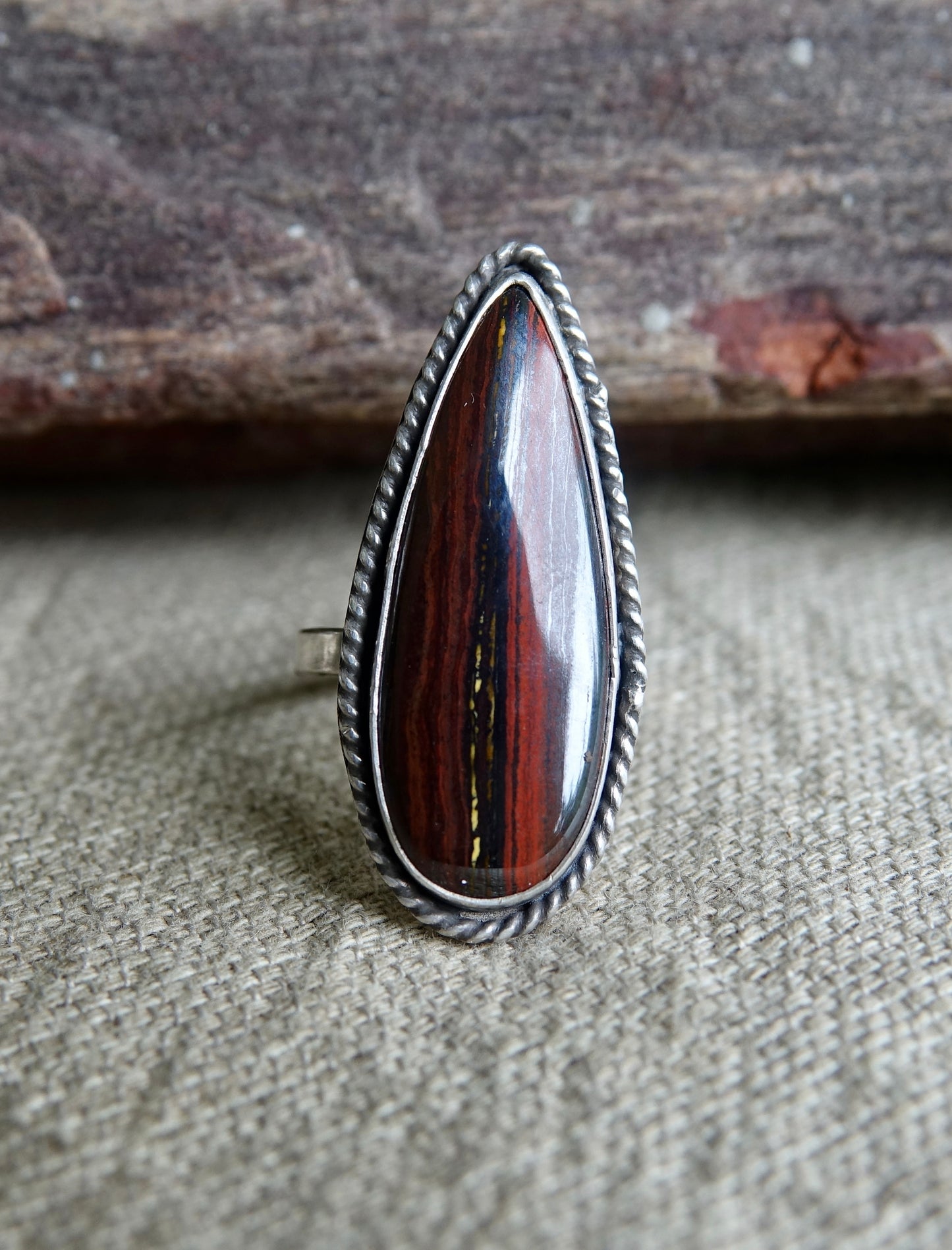 Red Jasper Ring - Teardrop - Size 8
