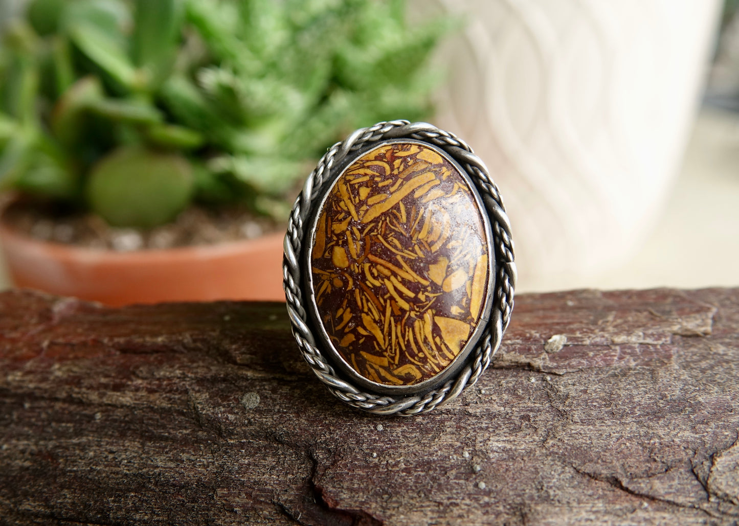Elephant Skin Jasper Ring - Oval - Size 7