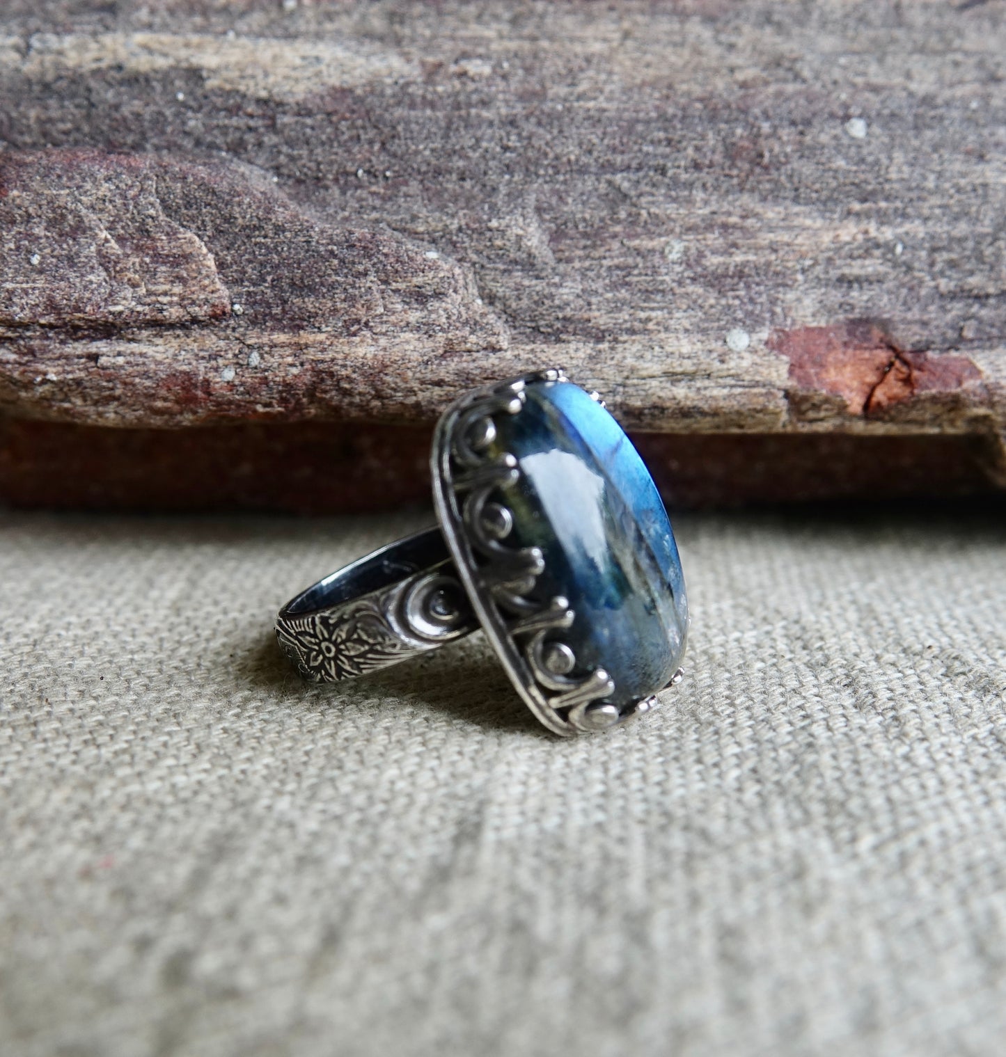 Labradorite Ring - Rectangle - Size 7.75