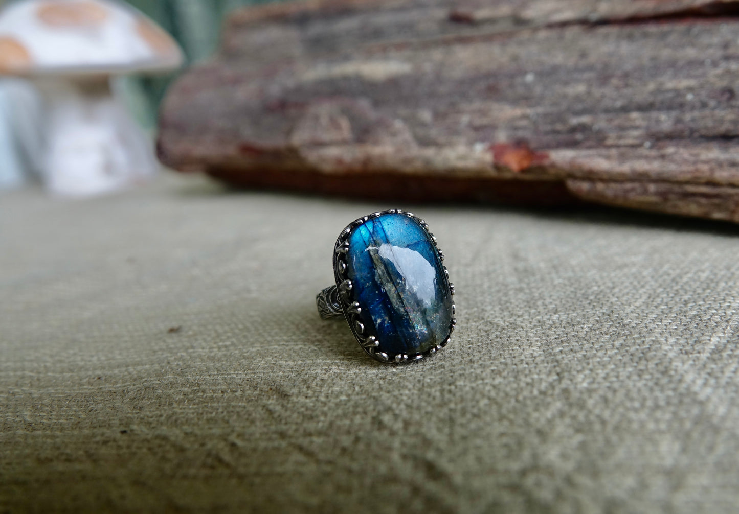 Labradorite Ring - Rectangle - Size 7.75