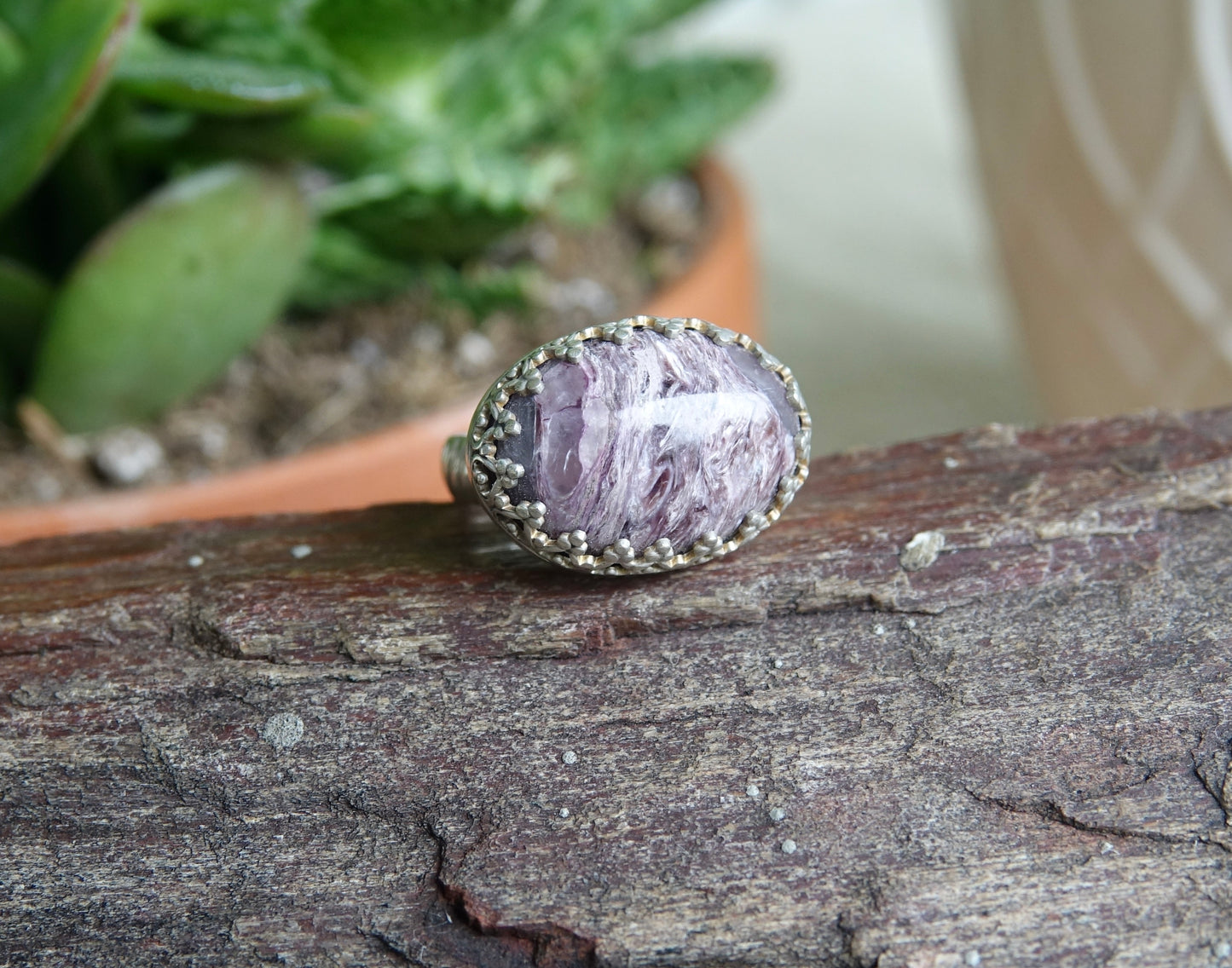 Purple Charoite Ring - Oval - Size 4.25