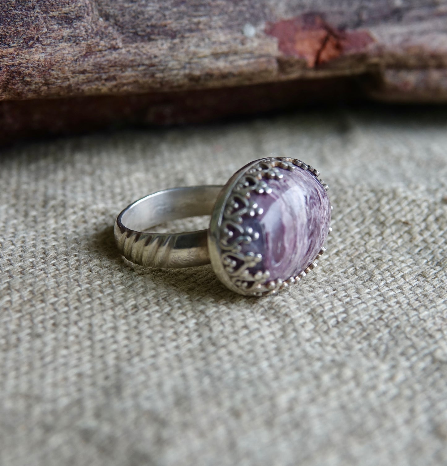 Purple Charoite Ring - Oval - Size 4.25