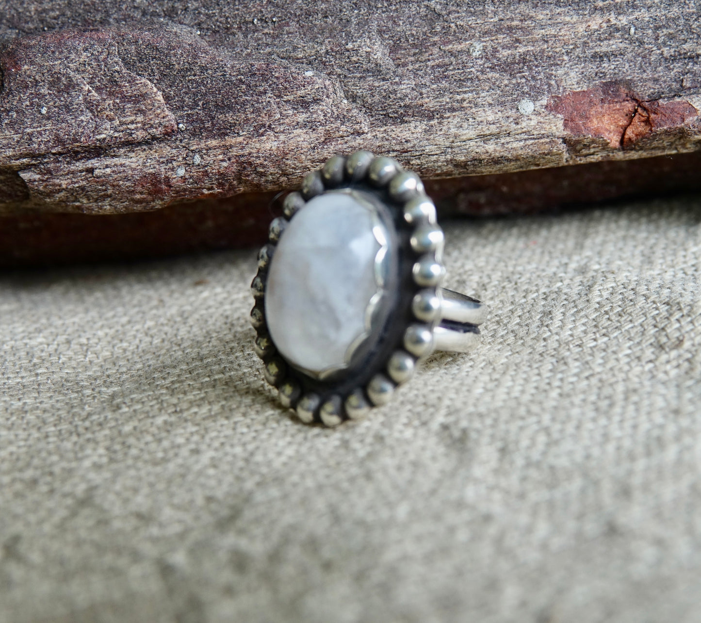 Rainbow Moonstone Ring - Oval - Size 5