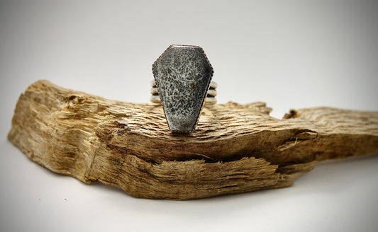 Dendritic Agate Ring - Coffin - Size 6.5