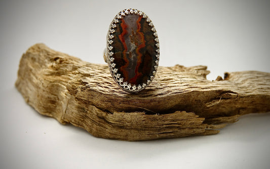 Red Jasper w/ Quartz Ring - Oval - Size 6.5