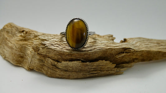 Tigers Eye Ring - Oval - Size 8.25