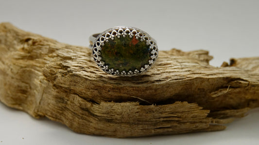 Unakite Ring - Oval - Size 8.5