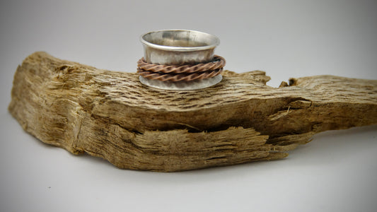 Silver Spinner Wide Band Ring - Size 7