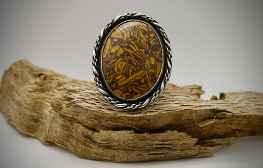 Elephant Skin Jasper Ring - Oval - Size 7