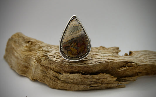 Crazy Lace Agate Ring - Teardrop - Size 7.25